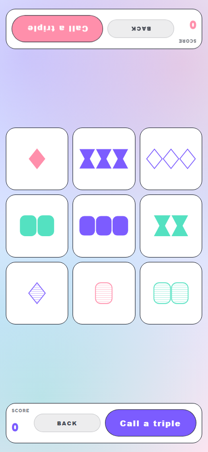 Triples two-player board