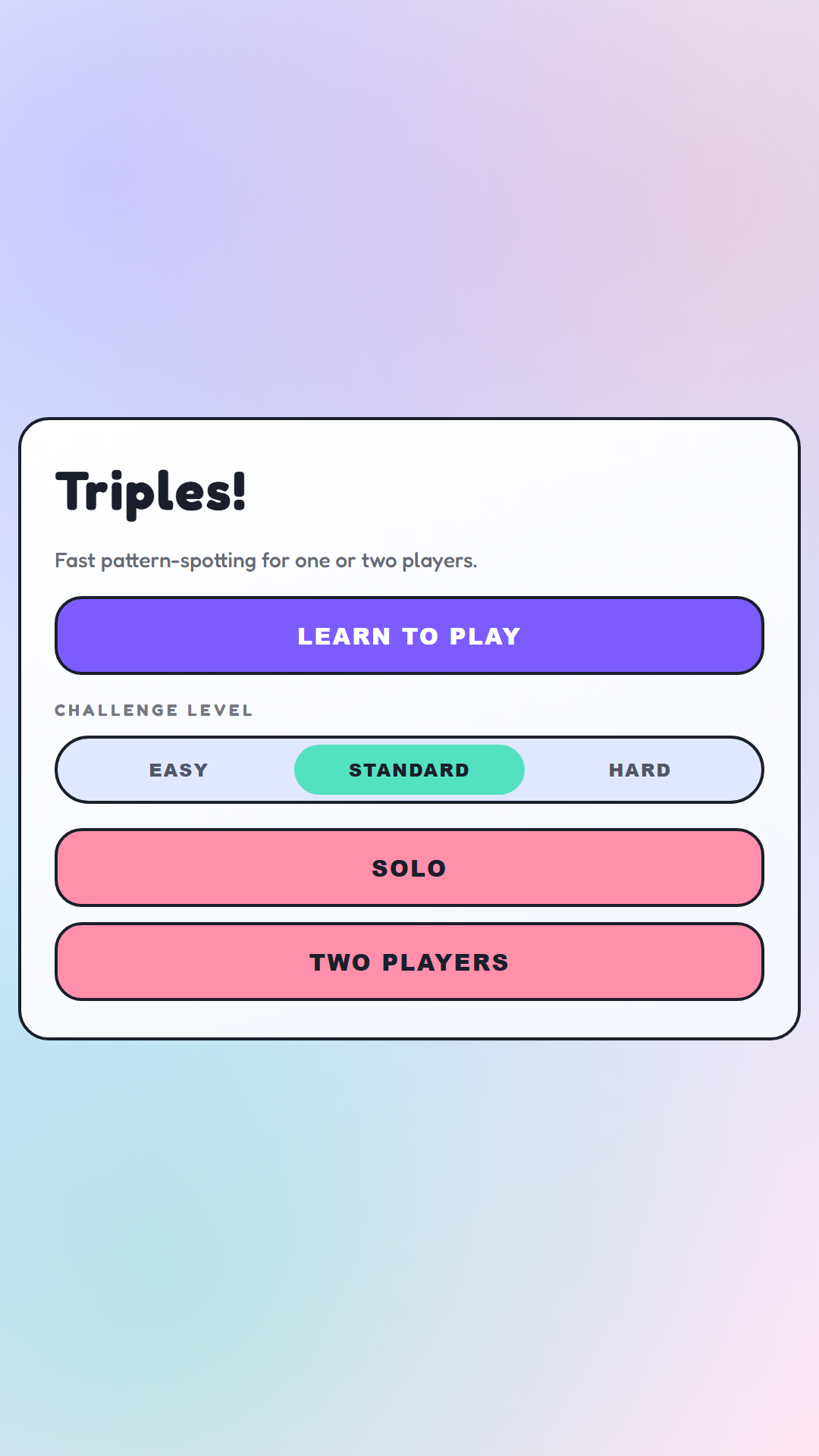 Triples main menu
